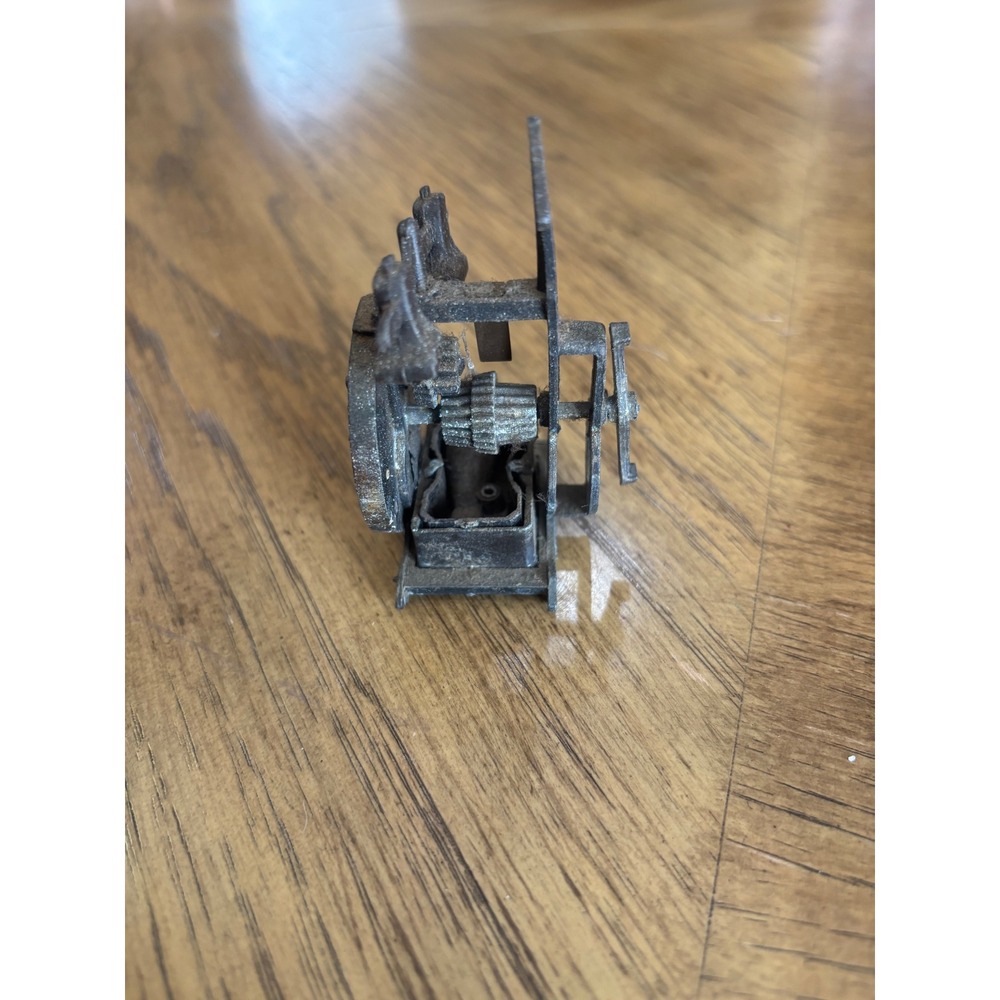 Antique Miniature Die Cast Metal Clock Mechanical Pencil Sharpener Desk Decor - Picture 2 of 5